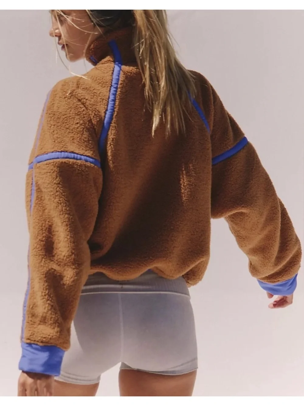 Free People Mountain High Half-Zip Fleece Pullover in Brown Twig Combo